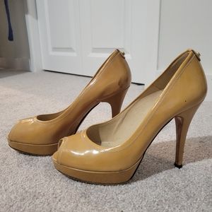 Stuart Weitzman patent peep toe heels